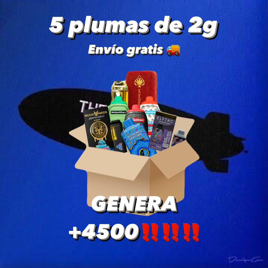 PAQUETE 5 PLUMAS DE 2g